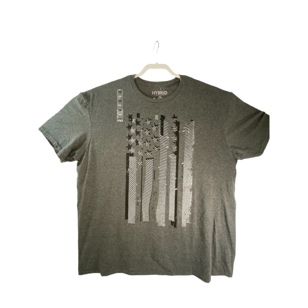 Men's USA Flag Grey Glitched Freedom Tee Charcoal Heather XXL